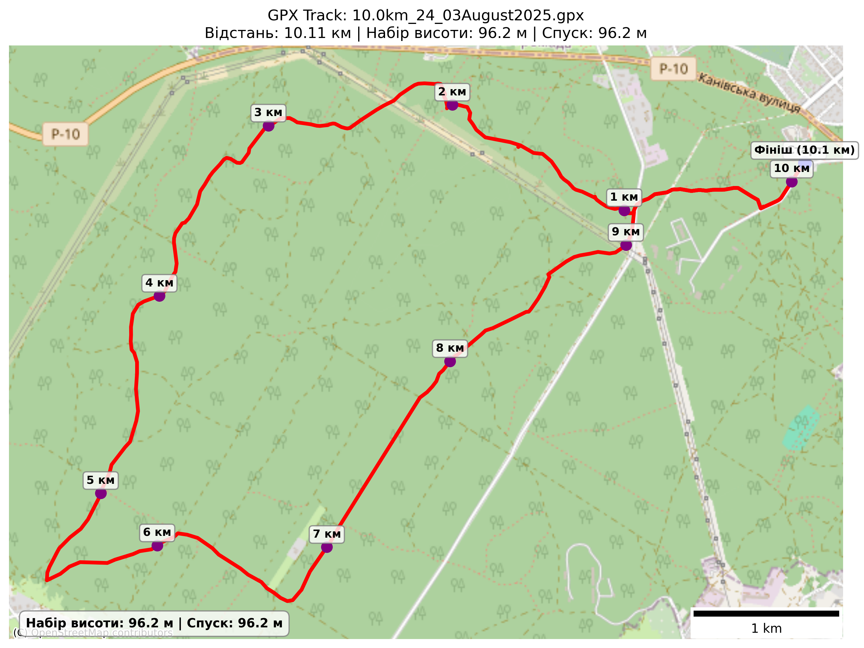 Карта маршруту 10,0 км