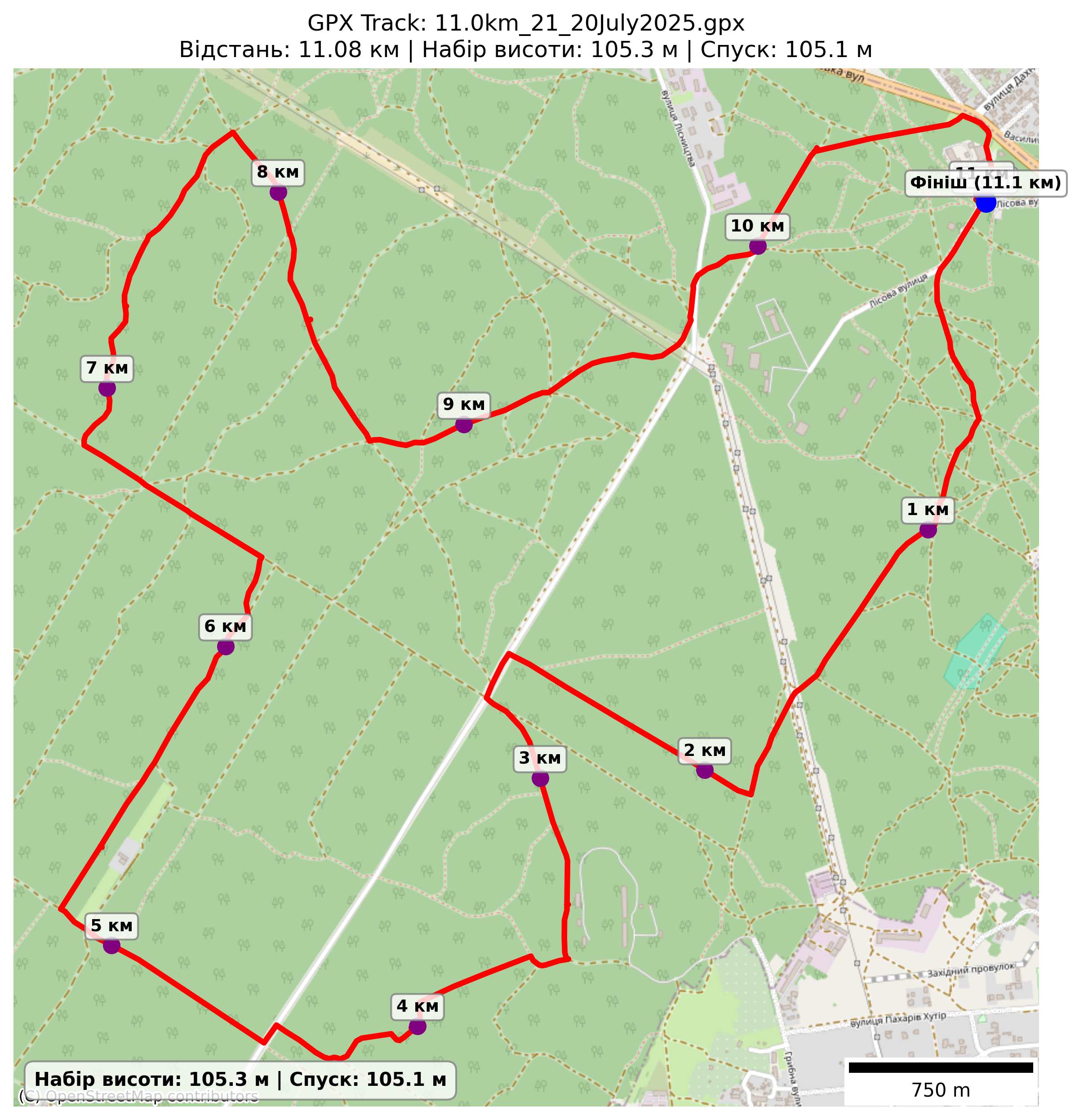Карта маршруту 11,0 км