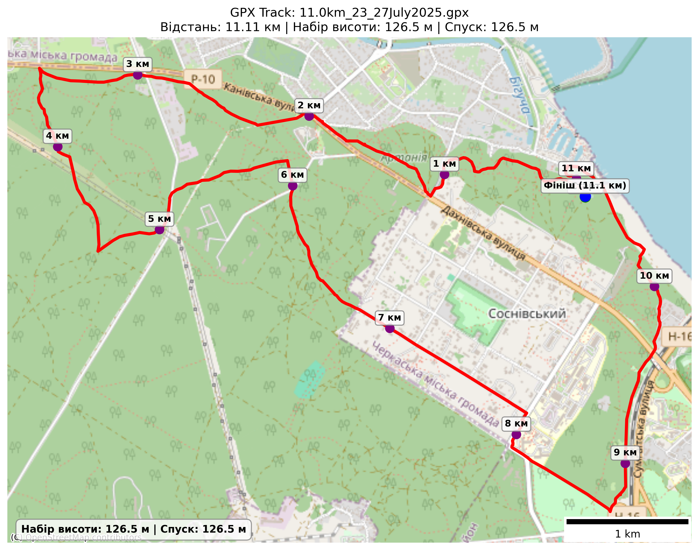 Карта маршруту 11,0 км