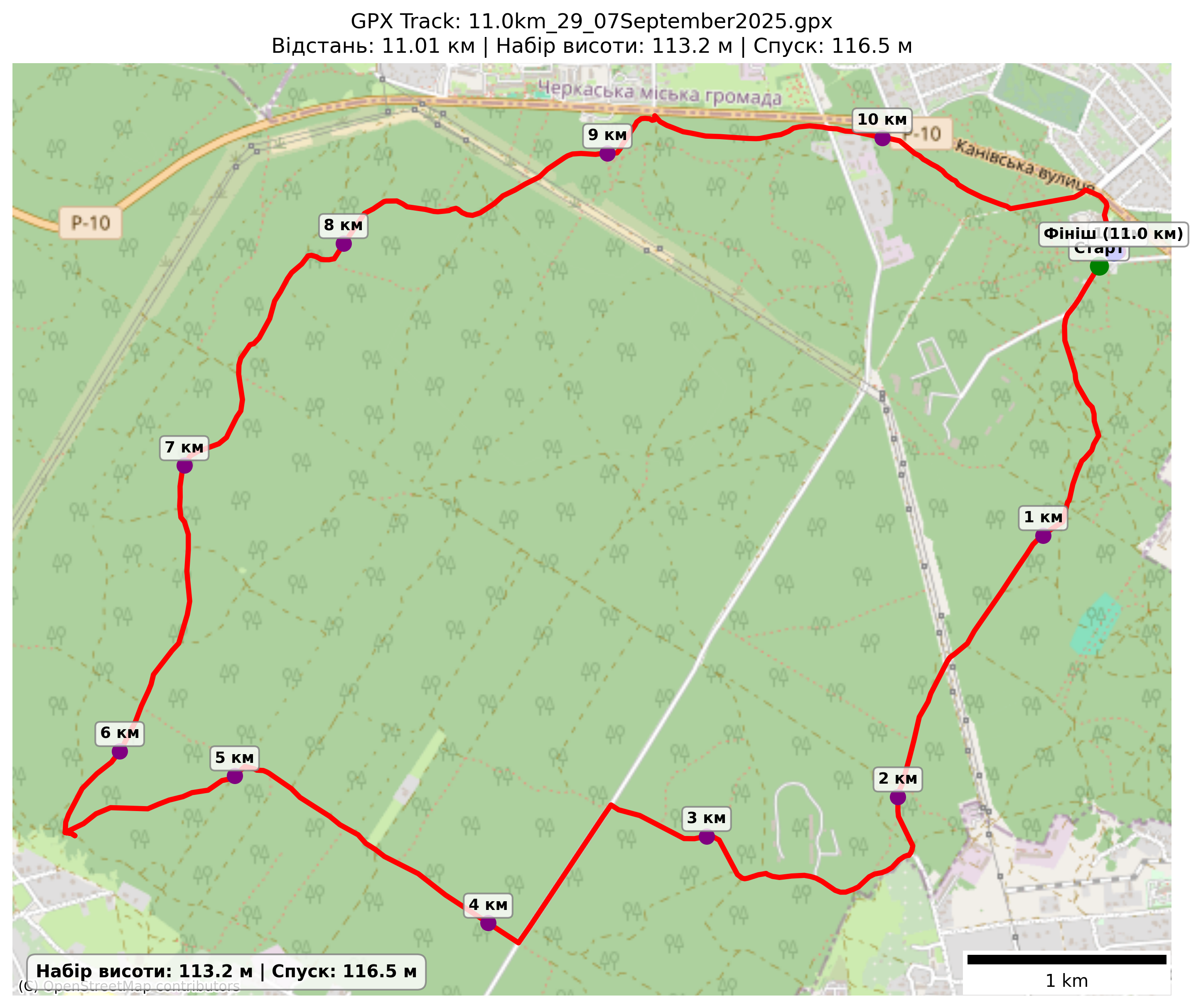 Карта маршруту 11,0 км