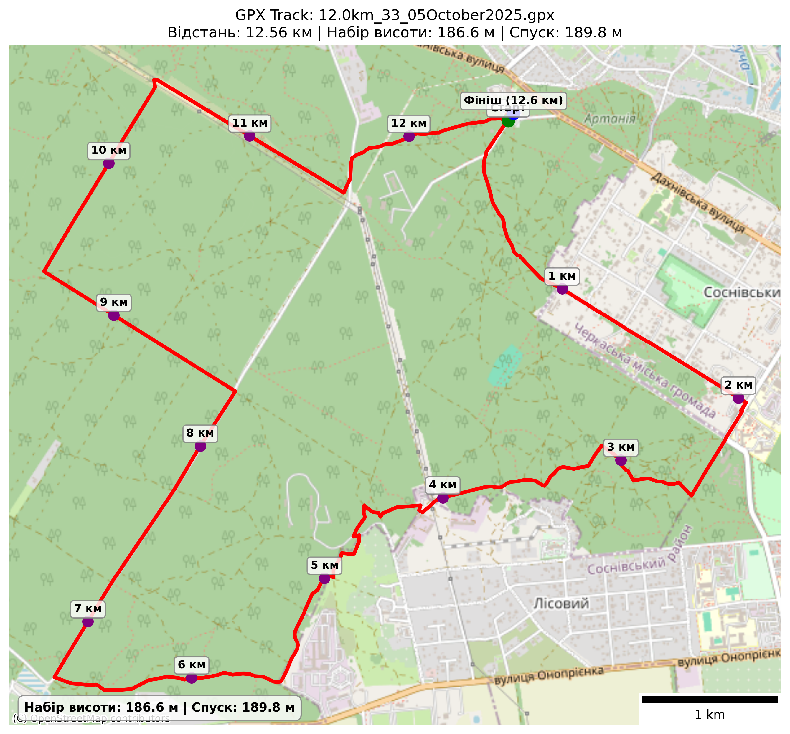 Карта маршруту 12,0 км