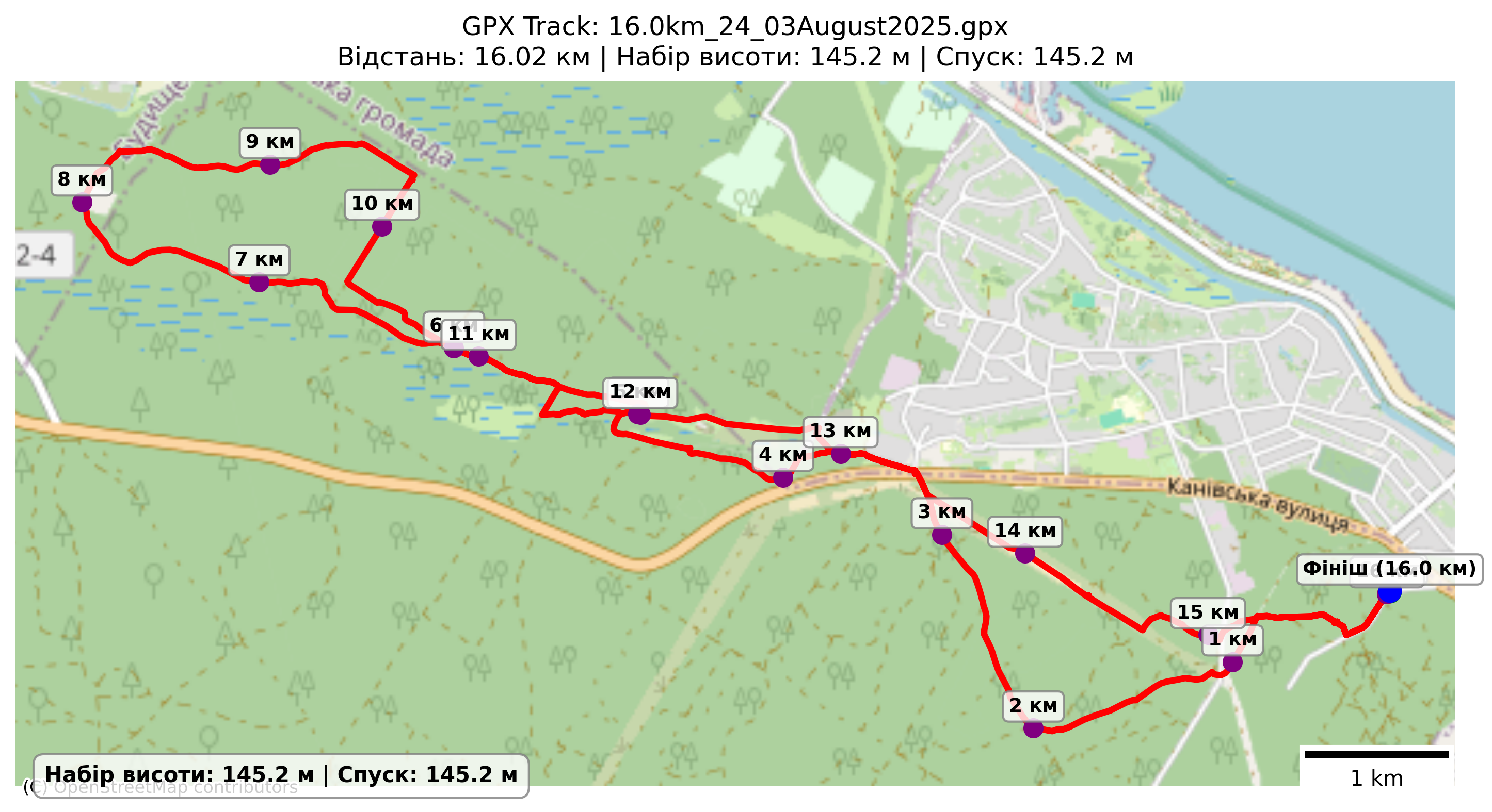 Карта маршруту 16,0 км