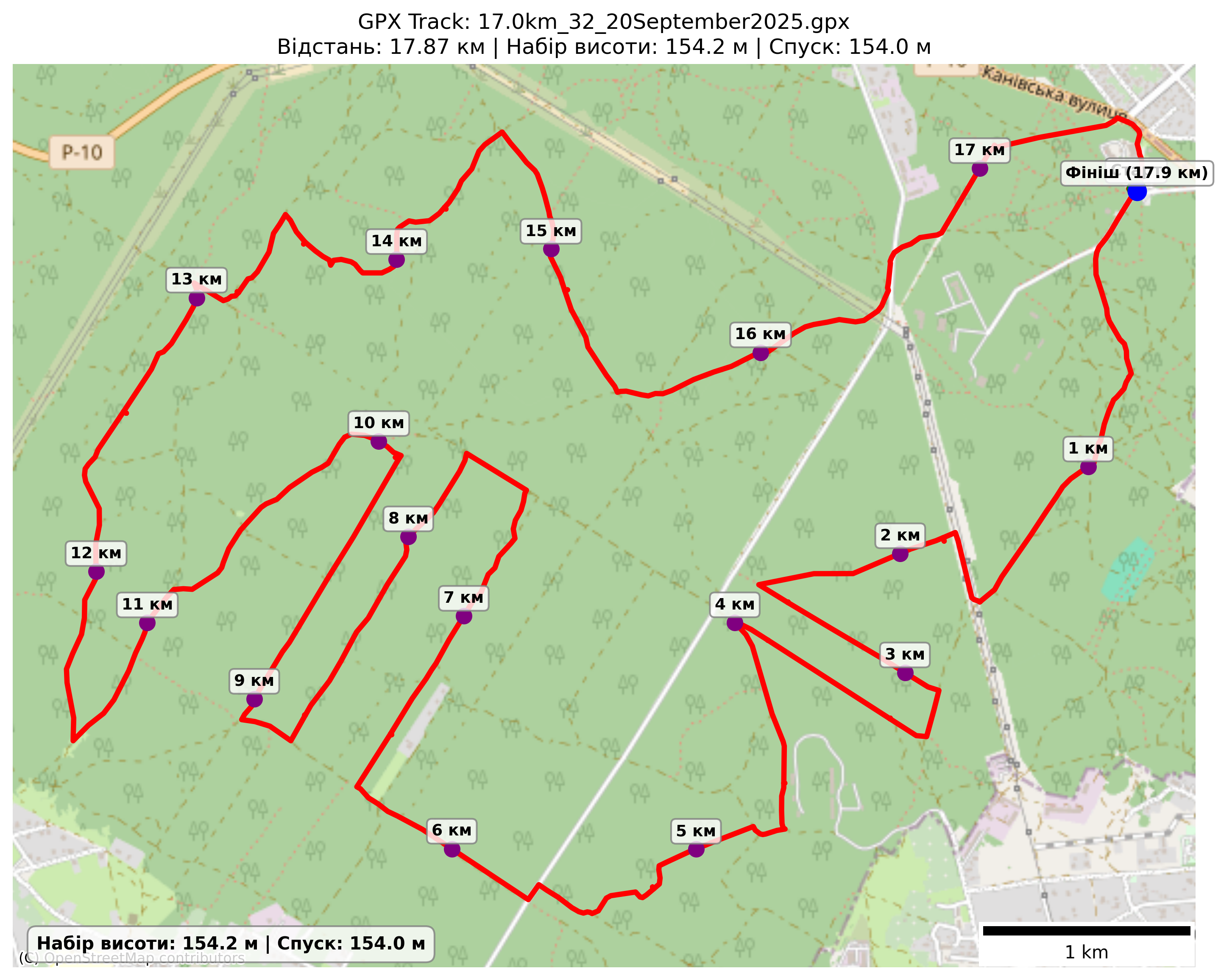 Карта маршруту 17,0 км