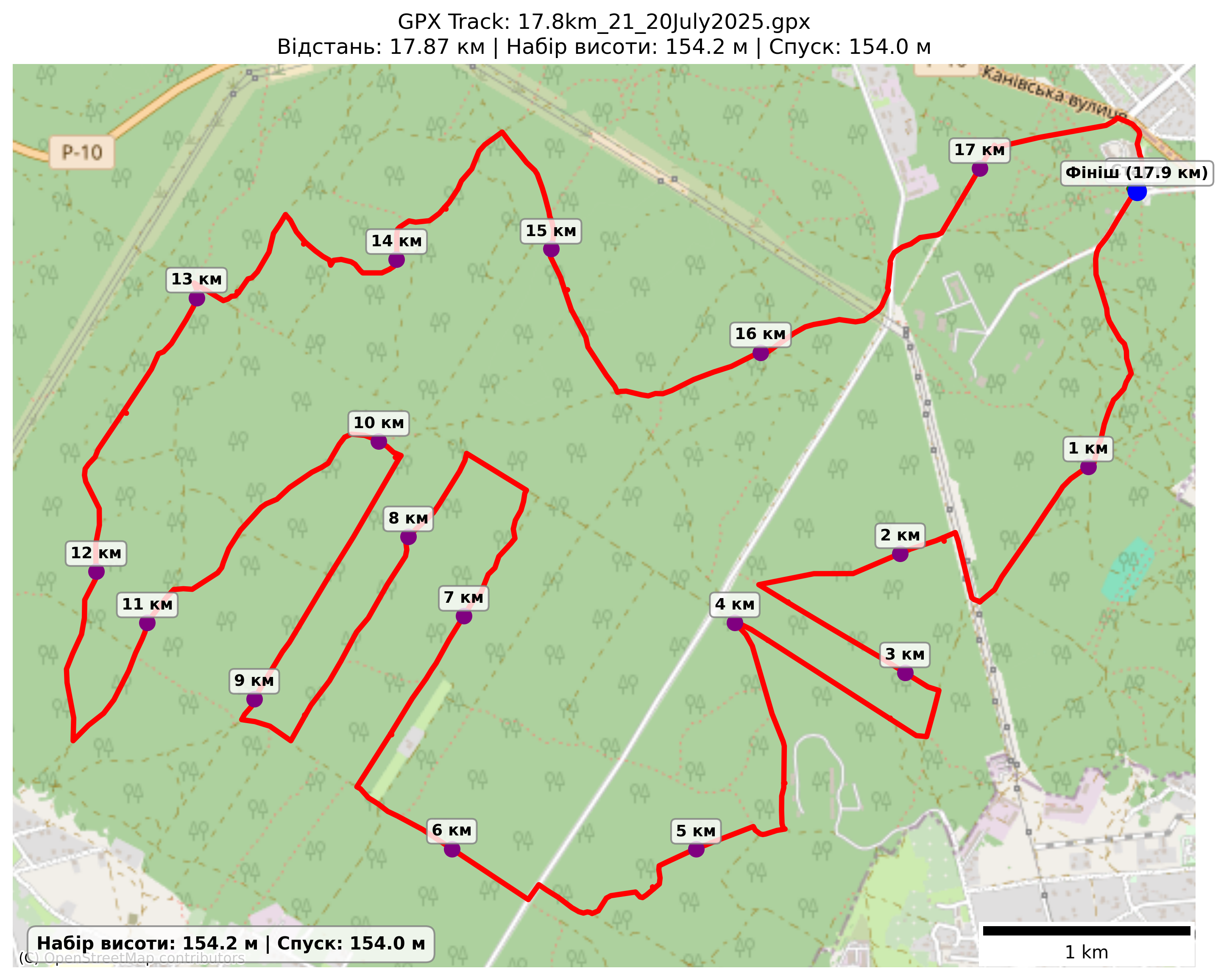 Карта маршруту 17,8 км